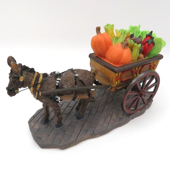 Vintage Lemax Donkey with Produce Cart Village Figurine Harvest Market Scene - Picture 11 of 12